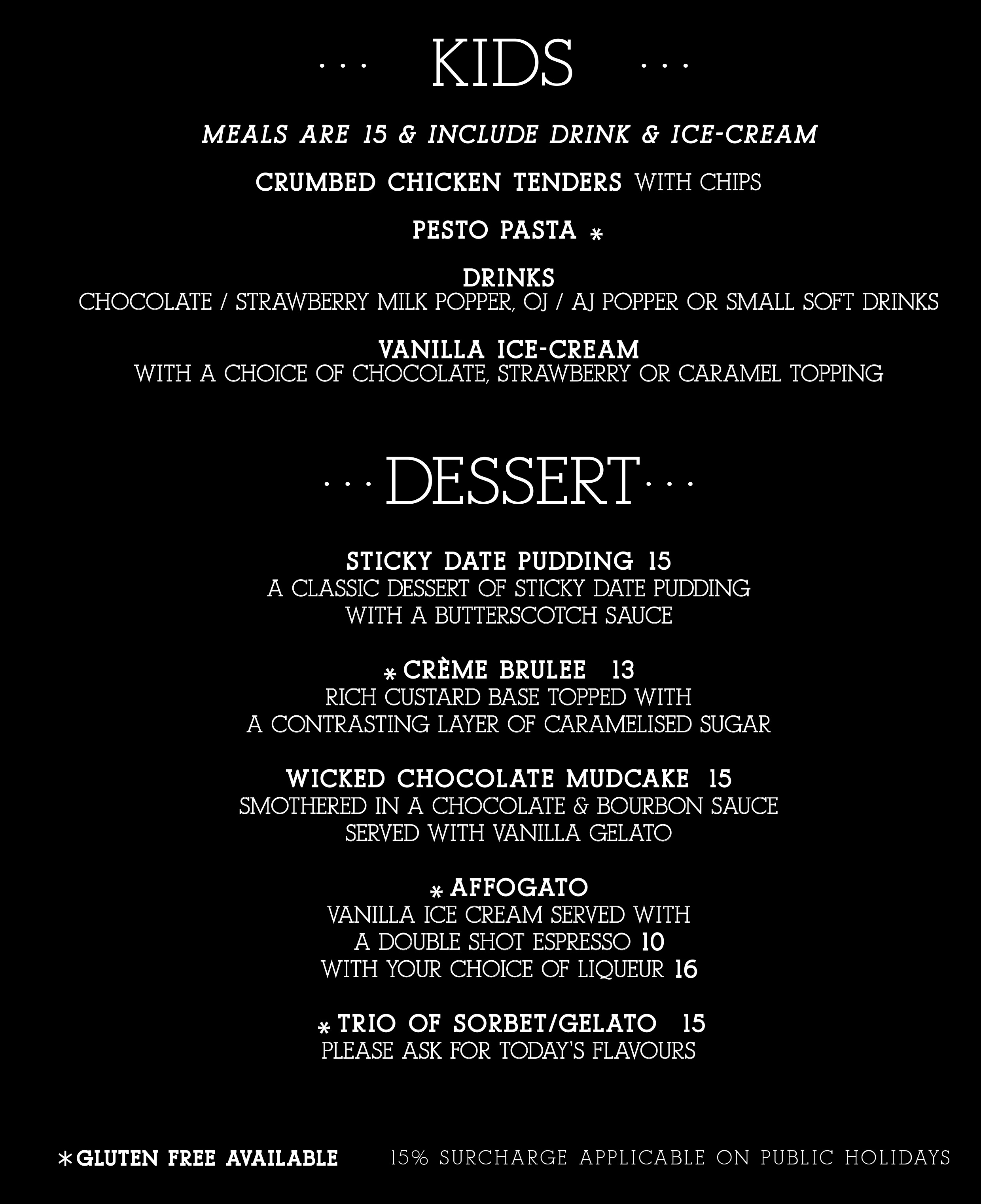 Dinner Menu - Mr Jones and Me | Restaurant Bar & Grill